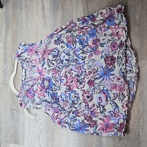 Sonoma 0X women's floral blue purple tank sleeveless blouse shirt summer gray